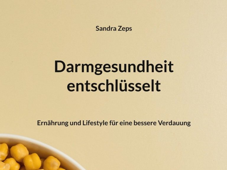 Buchcover mit Titel „Darmgesundheit entschlüsselt“ und Untertitel zur Verbesserung der Gesundheit.